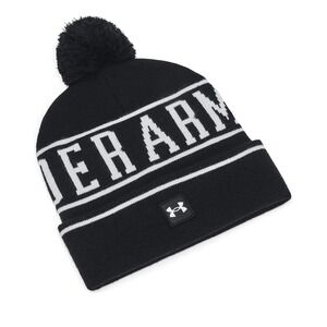 Under Armour Men's Halftime Pom Logo Beanie in Black/White One Size NEW